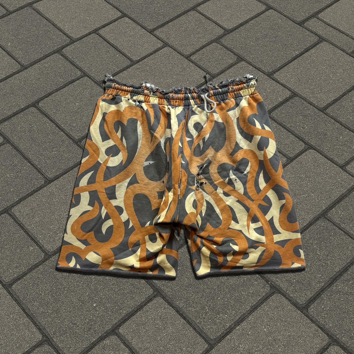 AW04 Number (N)ine Green Tribal Camo Shorts