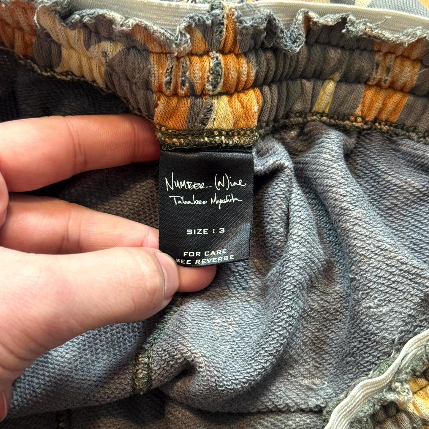 AW04 Number (N)ine Green Tribal Camo Shorts