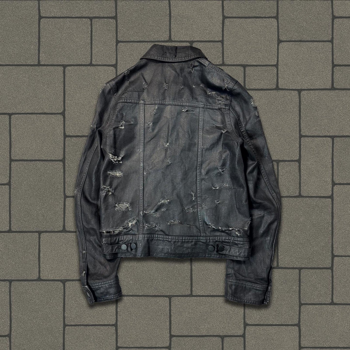 SS04 Dior Homme Waxed Strip Denim Jacket