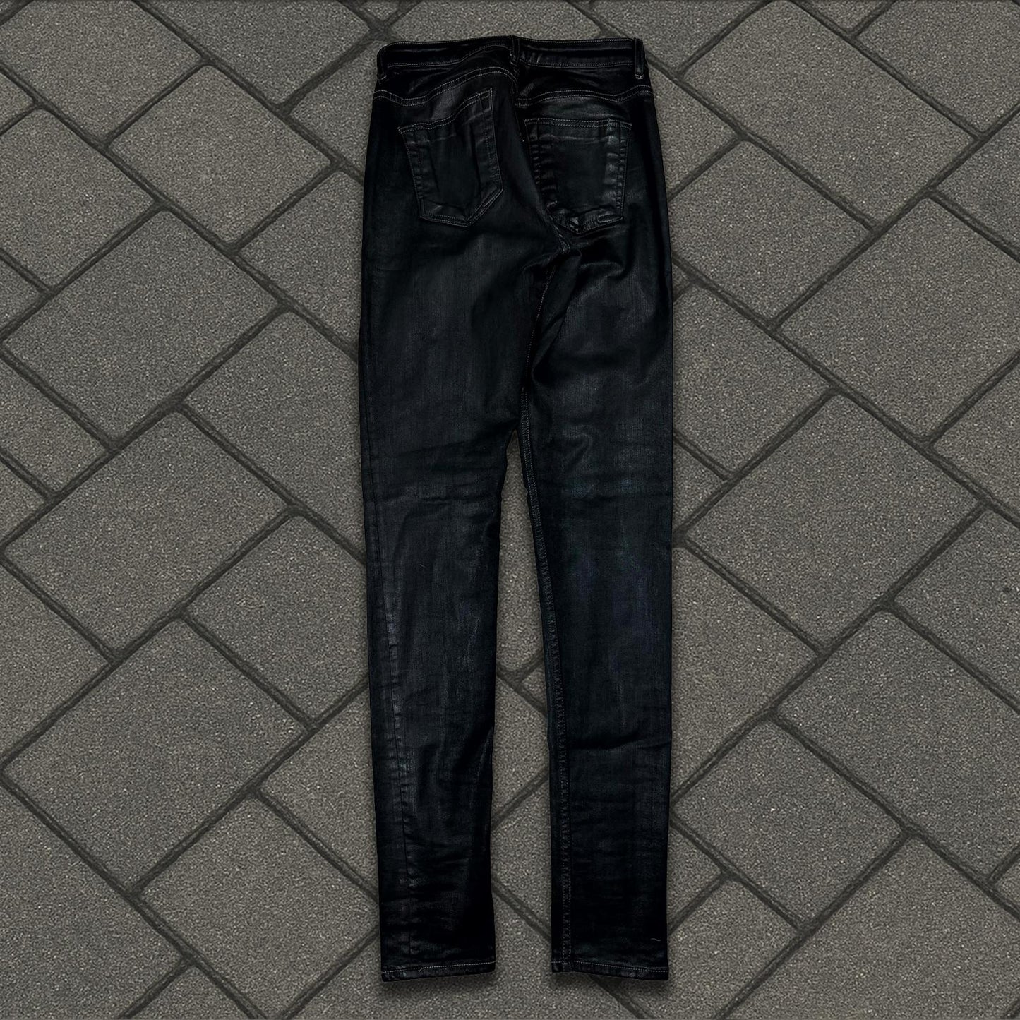 SS21 Rick Owens Black Waxed Detroit Cut Denim