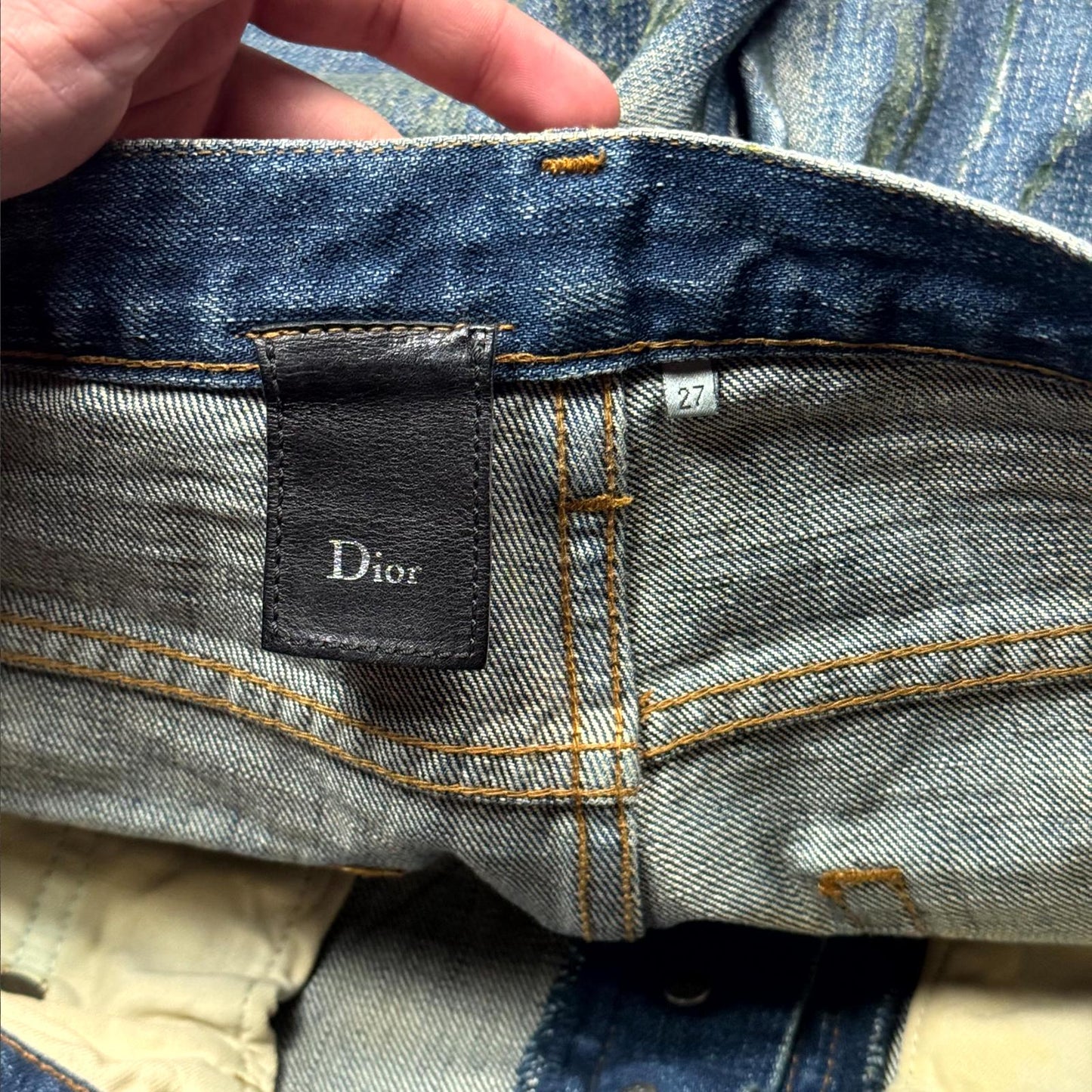AW05 Dior Homme Green Wax Luster Denim