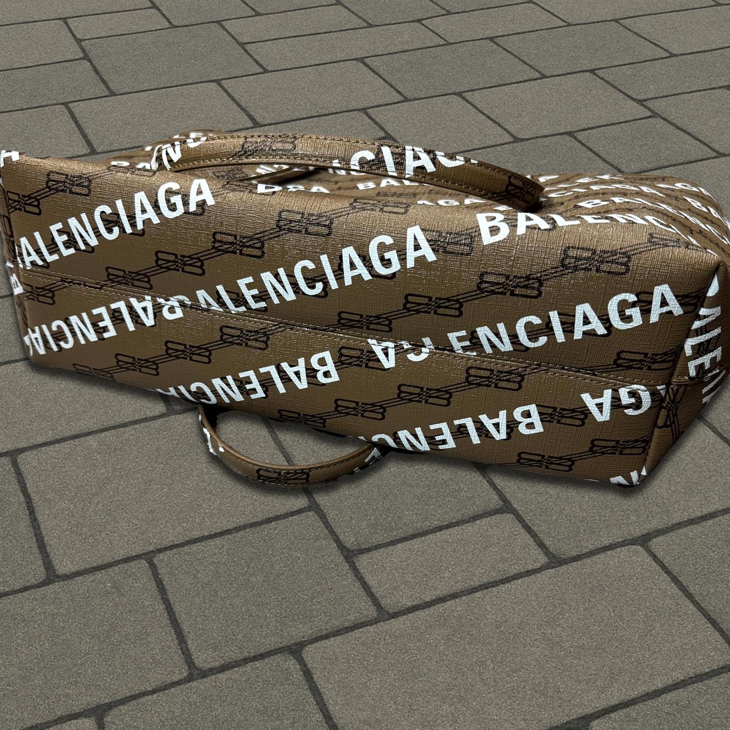 Balenciaga Brown Monogram Leather Tote Bag
