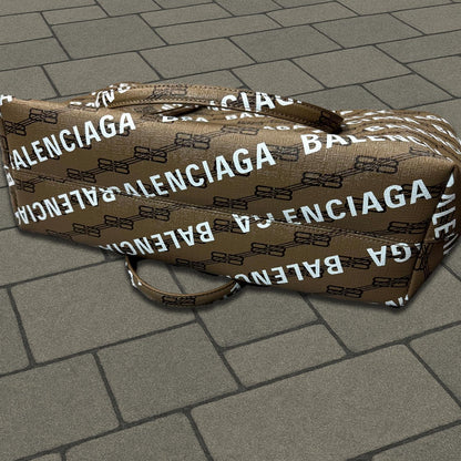 Balenciaga Brown Monogram Leather Tote Bag