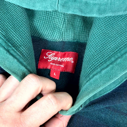 FW16 Supreme Green Plaid Hooded Quarter Zip Flannel