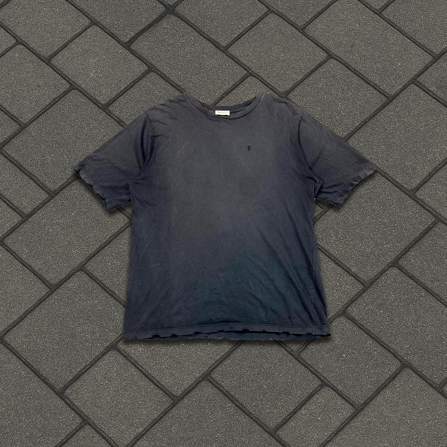2016 Saint Laurent Paris Distressed Grey Tee