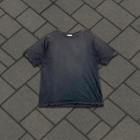 2016 Saint Laurent Paris Distressed Grey Tee