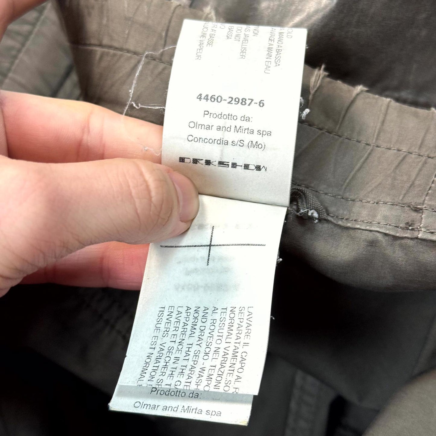 SS15 Rick Owens Dark Dust Waxed Poplin Creatch Cargo Pants