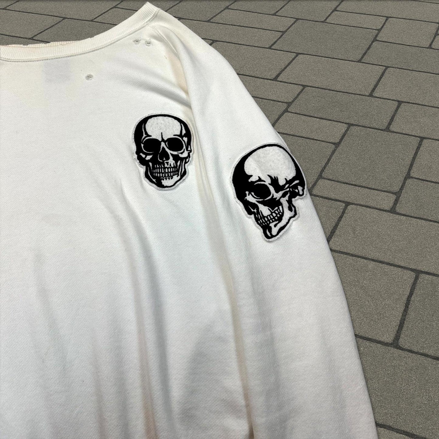 SS04 Number Nine White Double Skull Crewneck