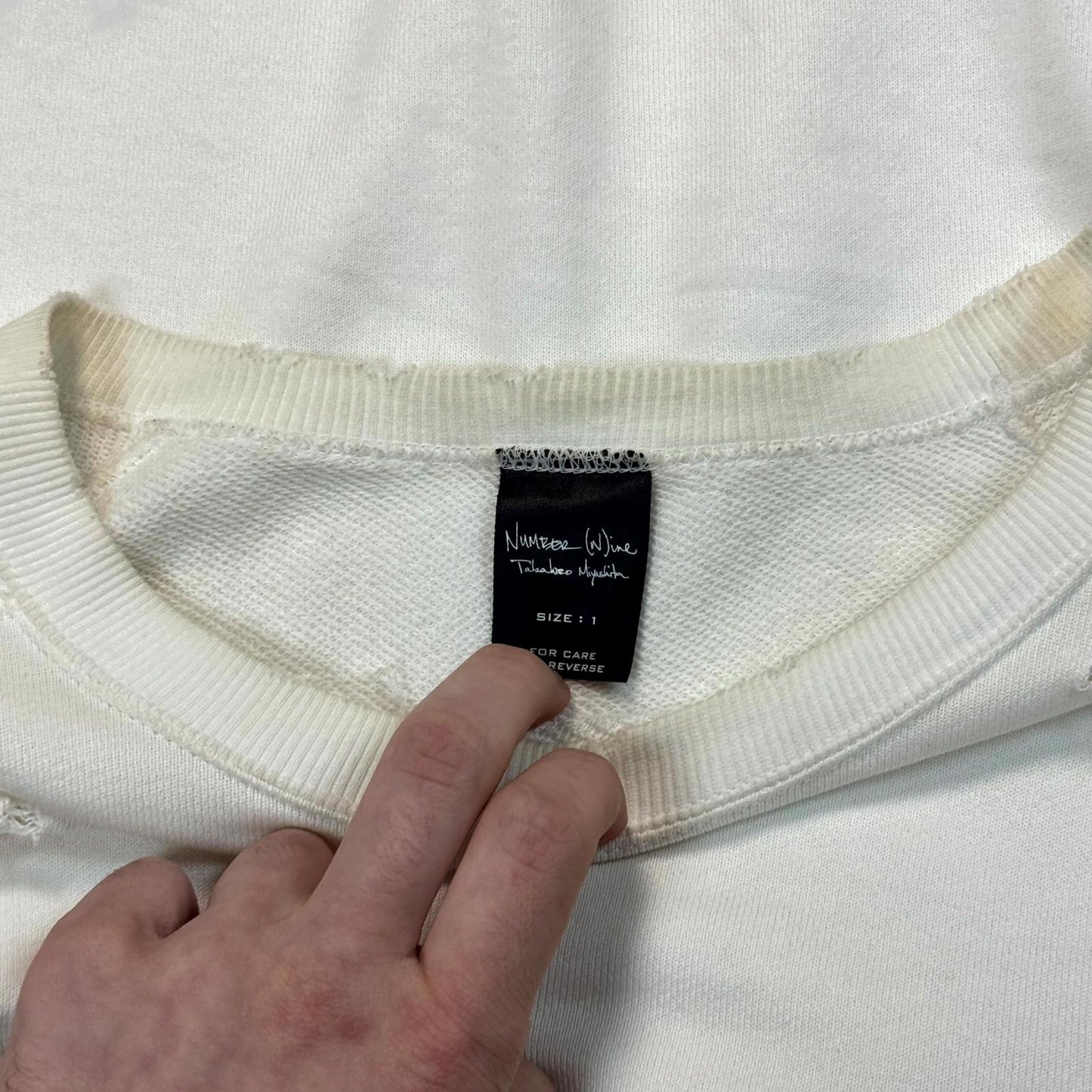 SS04 Number Nine White Double Skull Crewneck