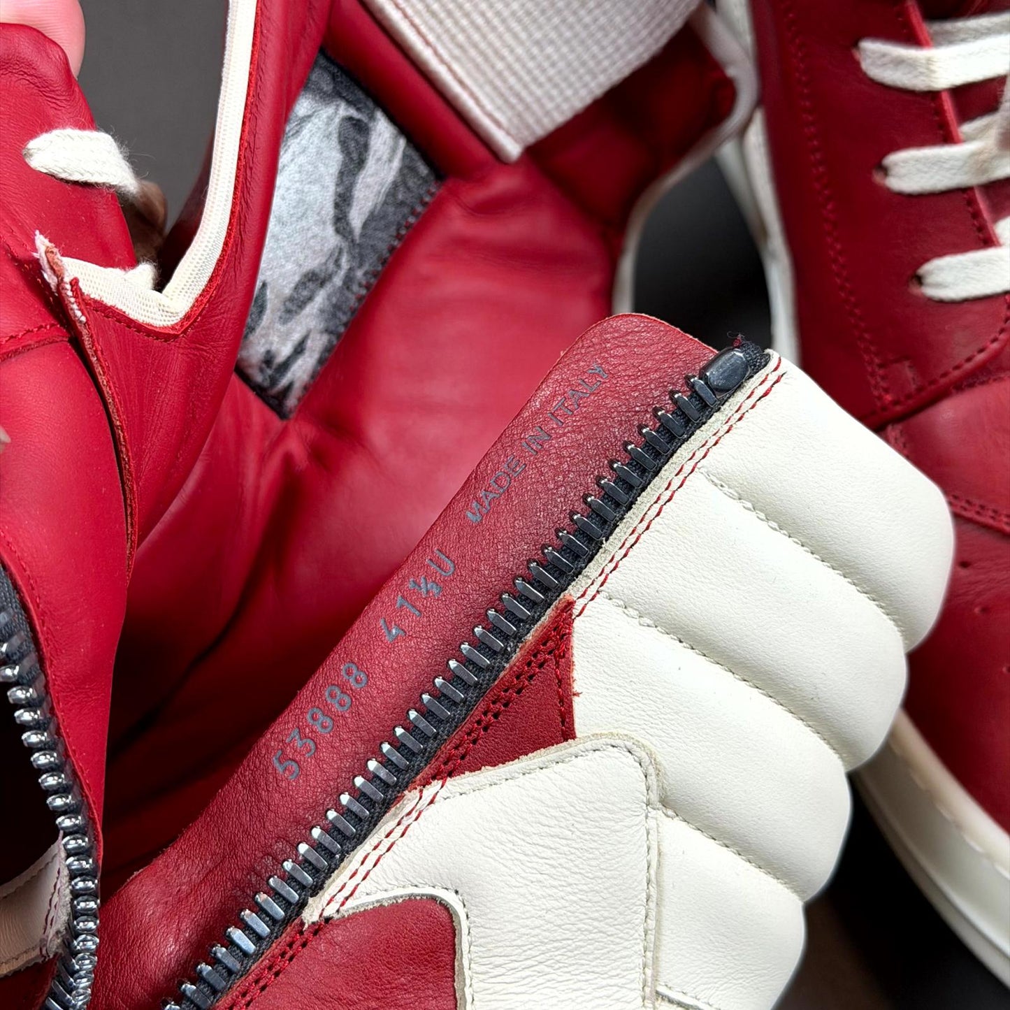 Rick Owens Cardinal Red Geobasket Sneaker