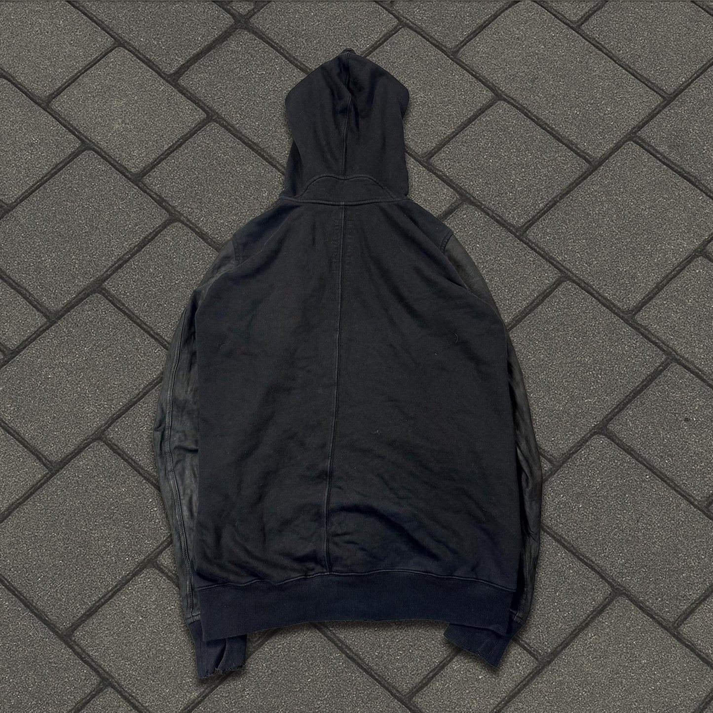 FW15 Rick Owens Leather Sleeve Gimp Hoodie