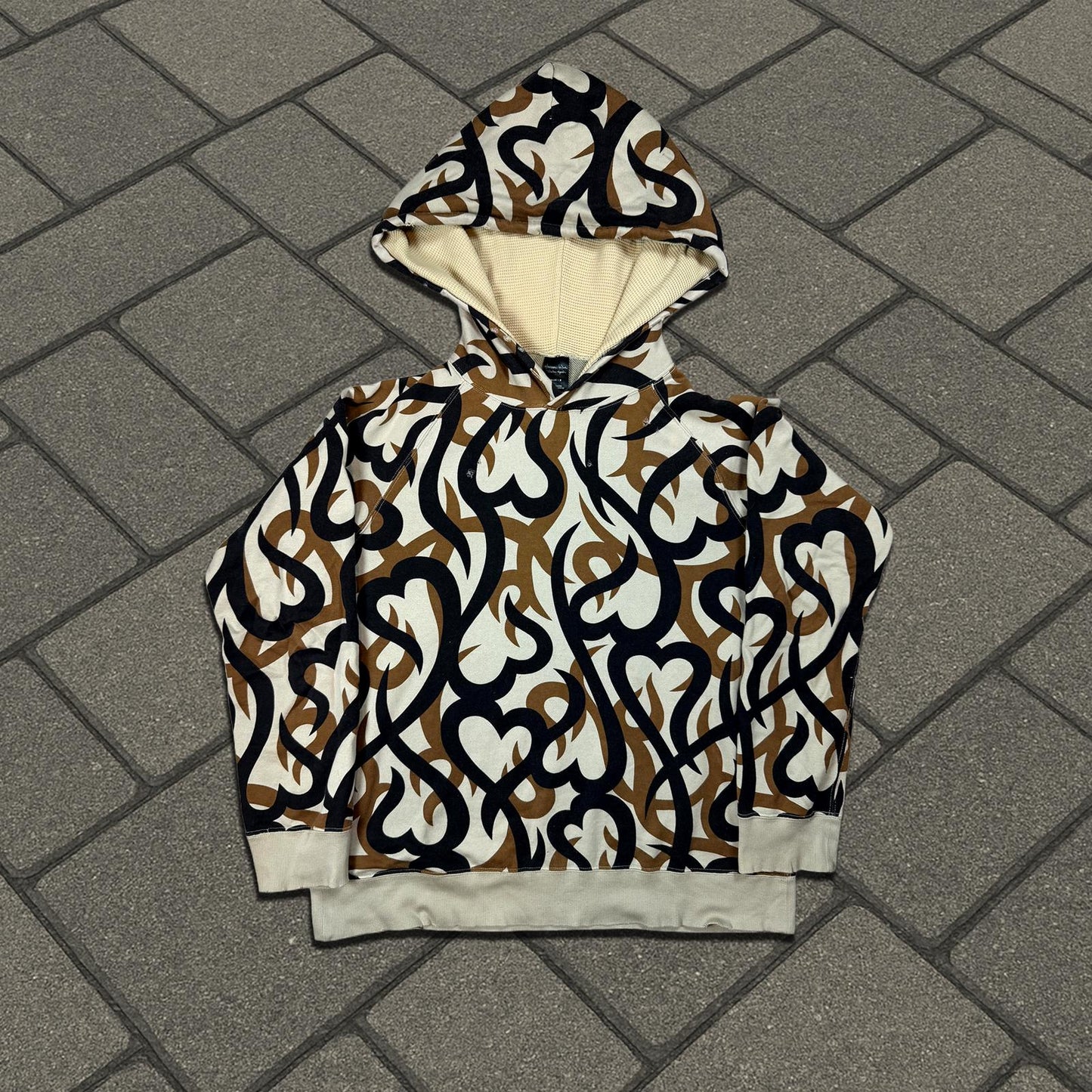 AW04 Number (N)ine Beige Tribal Pullover Hoodie