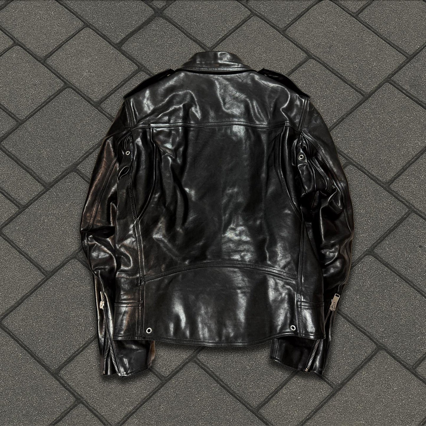 FW14 Saint Laurent Paris Black Studded Leather Jacket