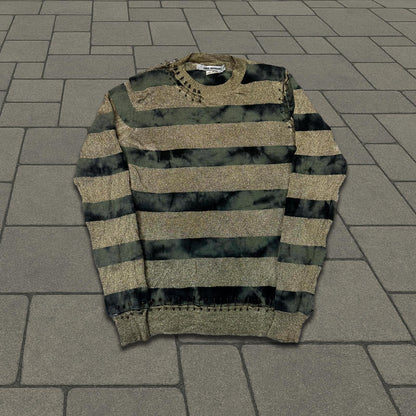 AW06 Junya Watanabe Glitter Safety Pin Striped Sweater