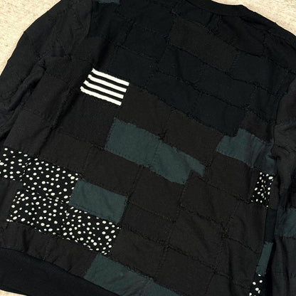 Miju Repairs Black Full Patchwork Crewneck
