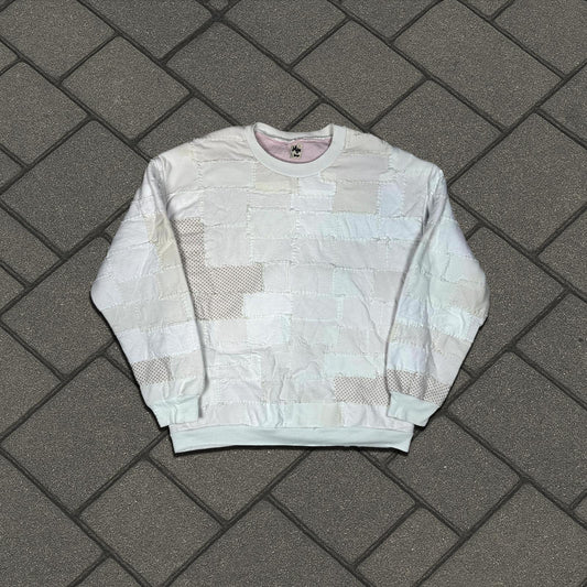 Miju Repairs White Full Patchwork Crewneck