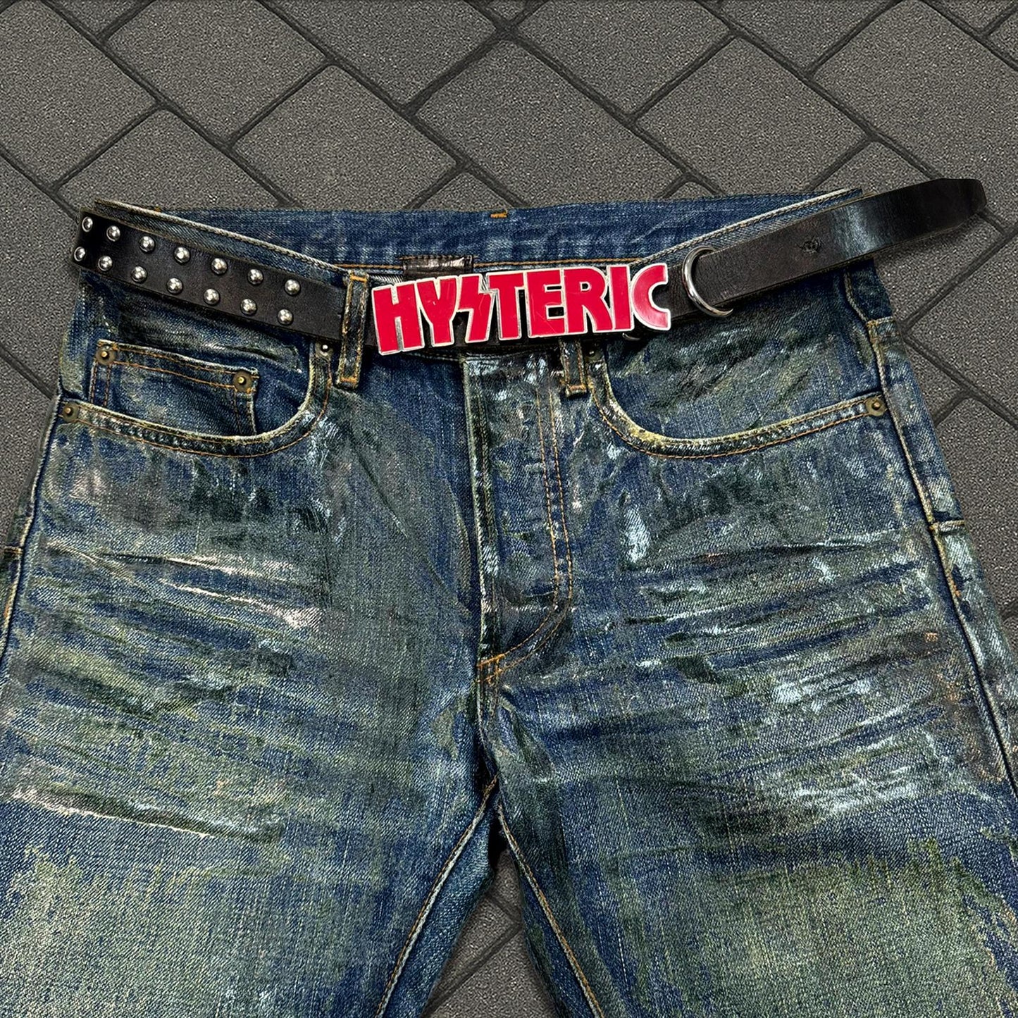 Hysteric Glamour Red Studded Name Plate Belt