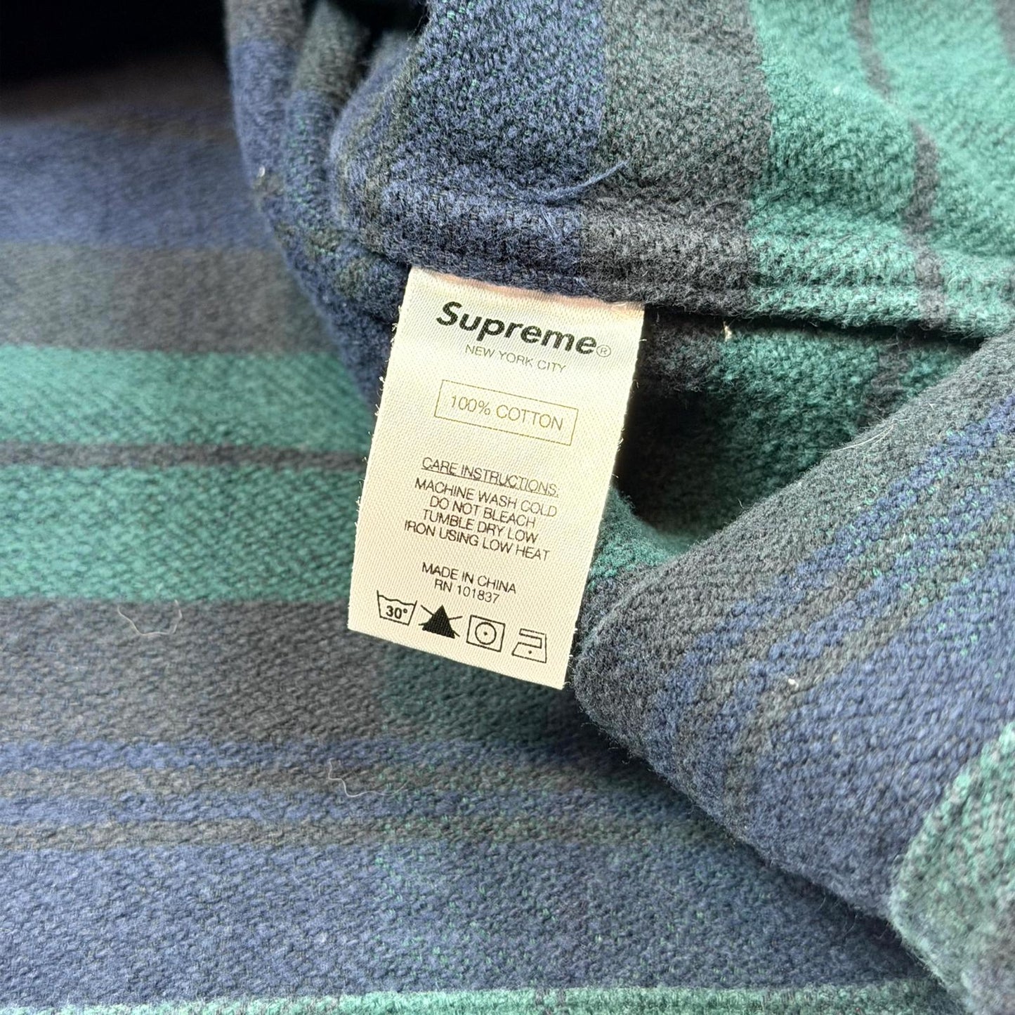 FW16 Supreme Green Plaid Hooded Quarter Zip Flannel