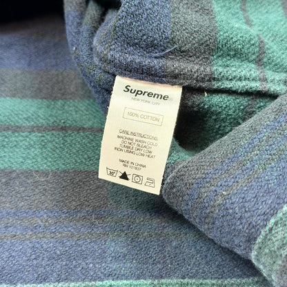 FW16 Supreme Green Plaid Hooded Quarter Zip Flannel