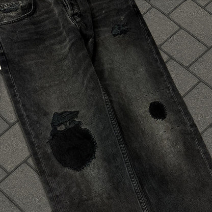 AW24 Enfants Riches Déprimés Black Thrashed Flare Denim