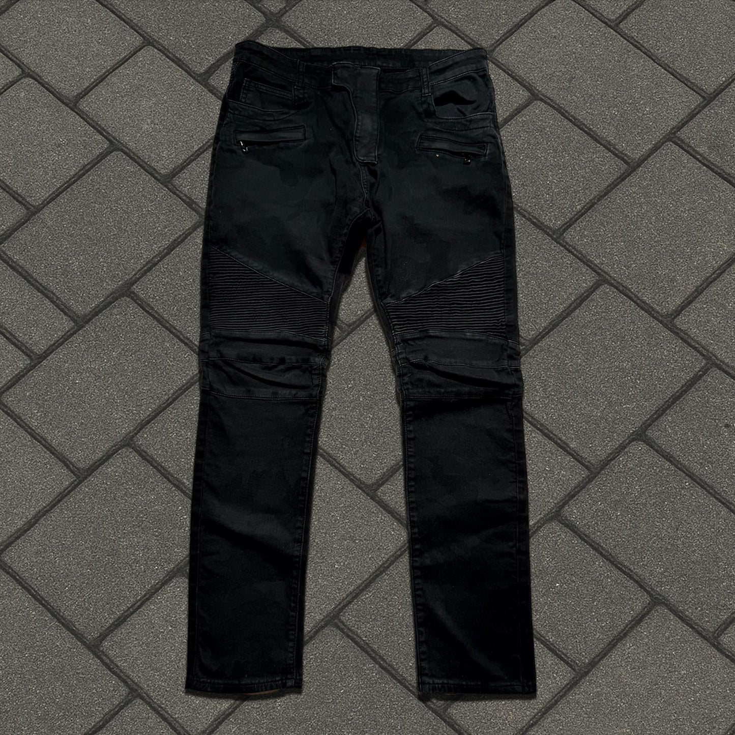 Balmain Black Biker Denim