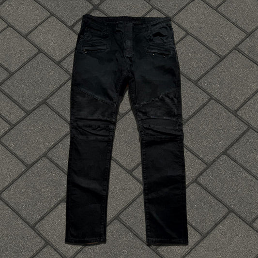 Balmain Black Biker Denim