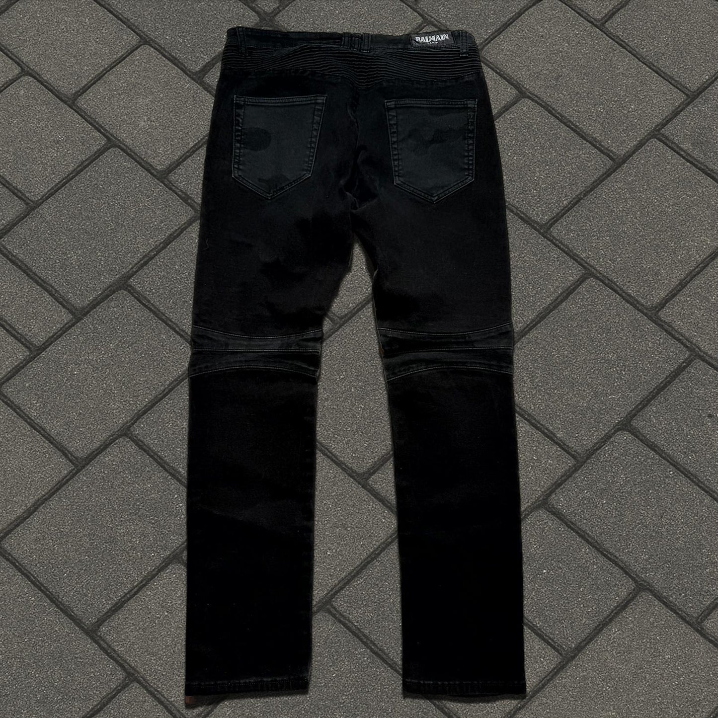 Balmain Black Biker Denim