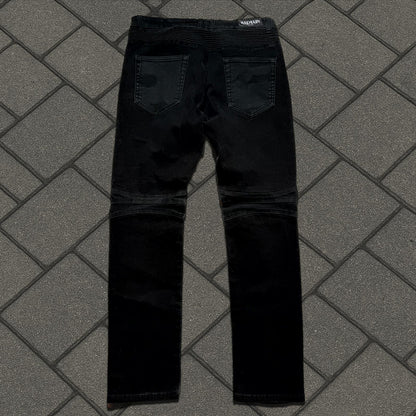 Balmain Black Biker Denim