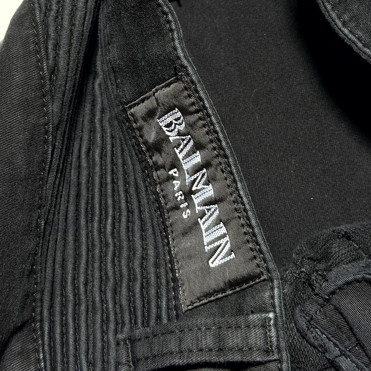 Balmain Black Biker Denim