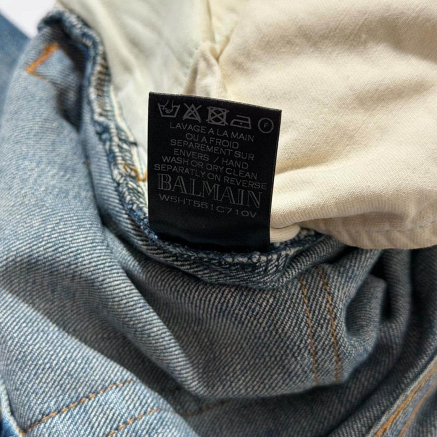 AW15 Balmain Distressed Biker Denim