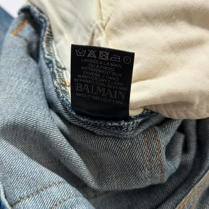 AW15 Balmain Distressed Biker Denim