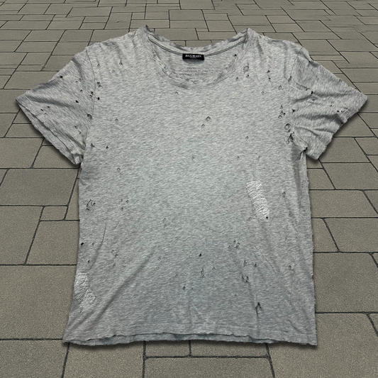 SS11 Balmain Distressed Grey Tee
