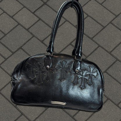 Chrome Hearts Cross Patch Leather Bowling Bag