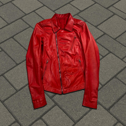 SS17 Rick Owens 'Walrus' Red Leather Stooges Jacket