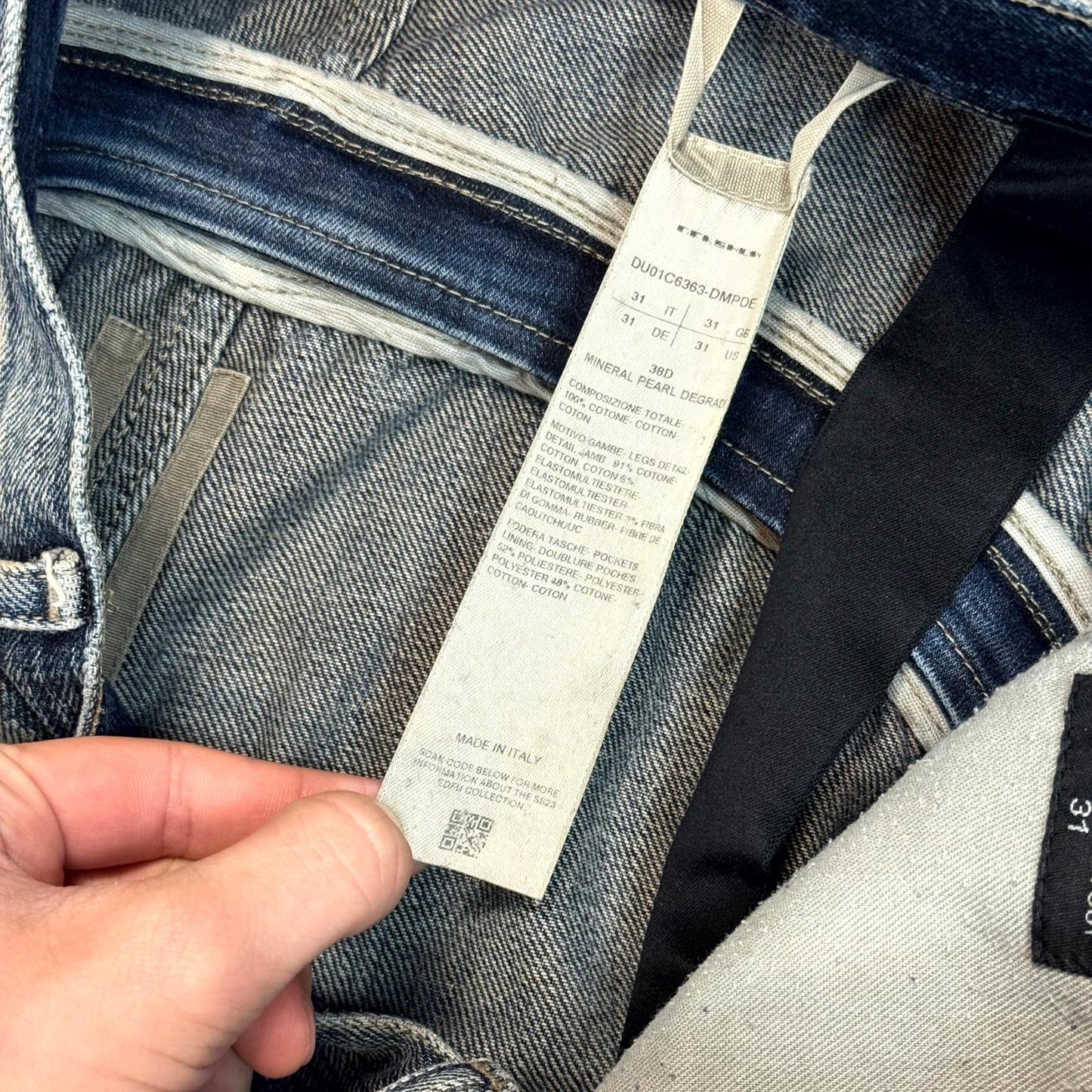 SS23 Rick Owens Mineral Pearl Bolan Banana Cut Denim