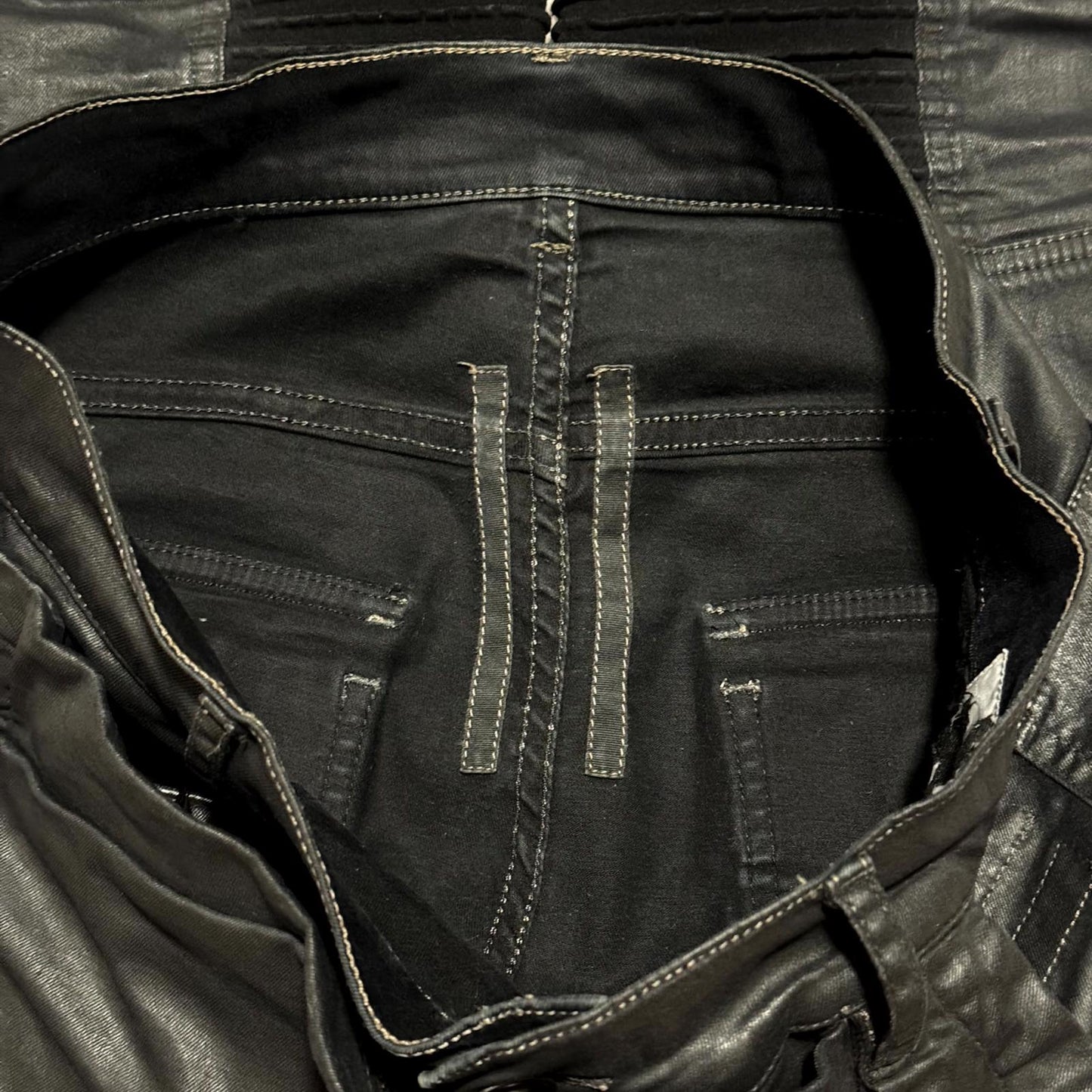 SS16 Rick Owens Black Waxed Memphis Cut Denim