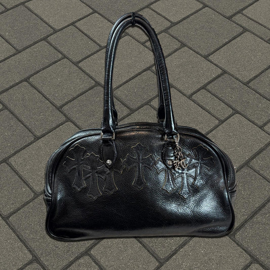 Chrome Hearts Cross Patch Leather Bowling Bag