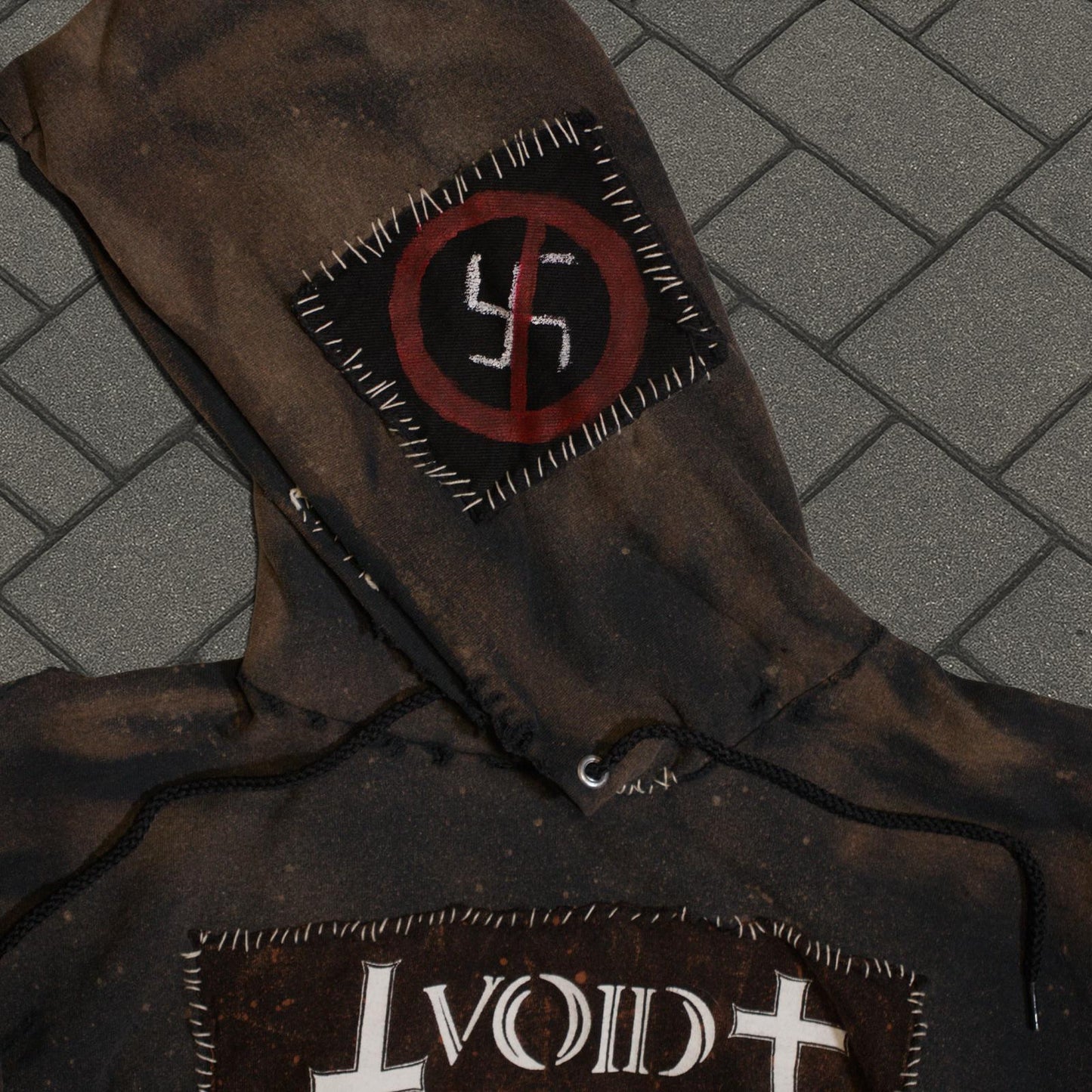 Thrashed Punk Patchwork Hoodie