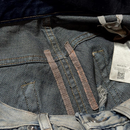 FW23 Rick Owens Mineral Pearl Shredded Bolan Cut Denim