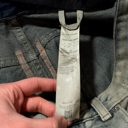 FW23 Rick Owens Mineral Pearl Shredded Bolan Cut Denim