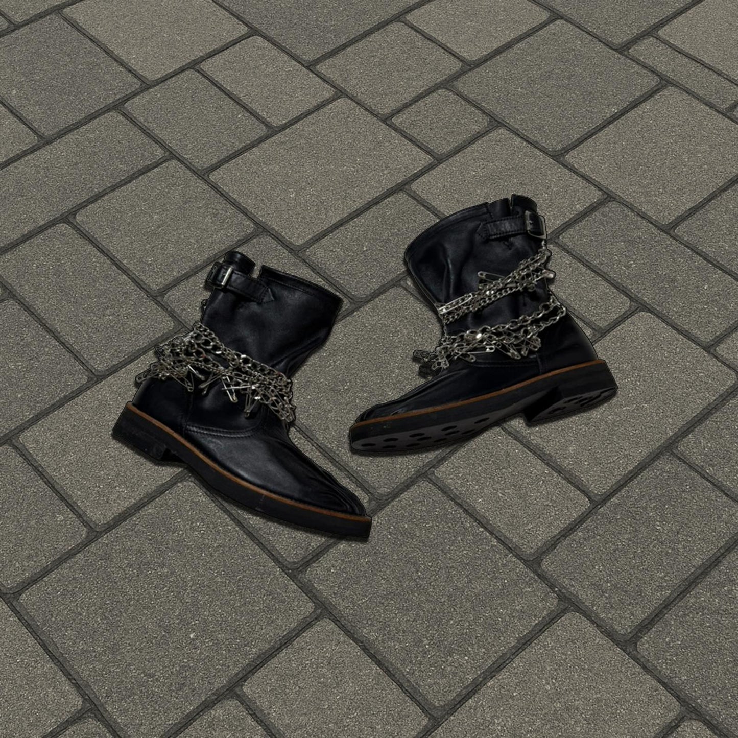 AW06 Comme Des Garçons Safety Pin Biker Boots