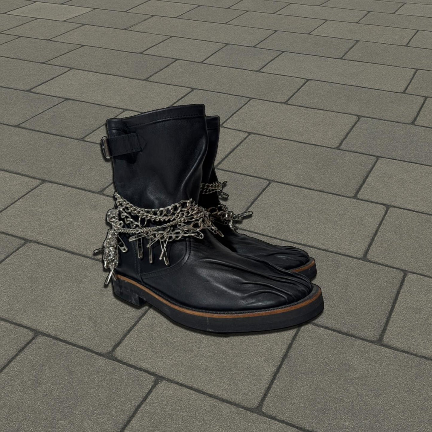 AW06 Comme Des Garçons Safety Pin Biker Boots