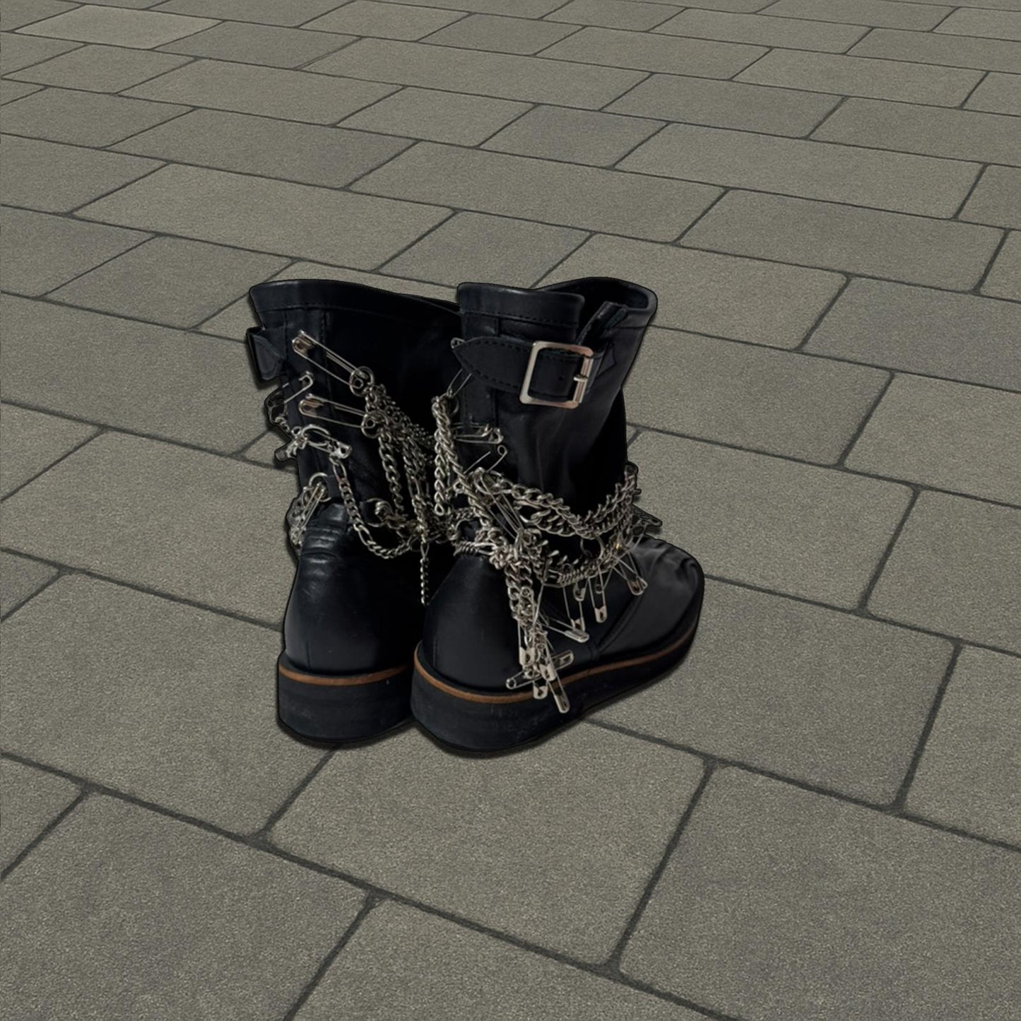 AW06 Comme Des Garçons Safety Pin Biker Boots