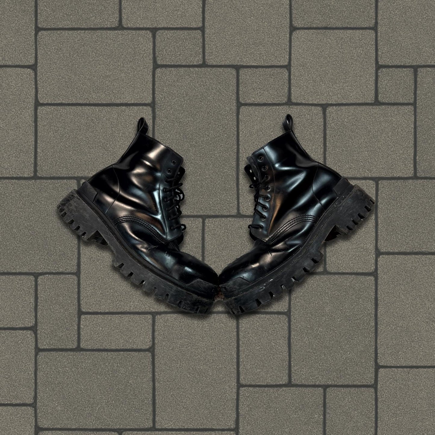 Balenciaga Black Leather Strike Boots