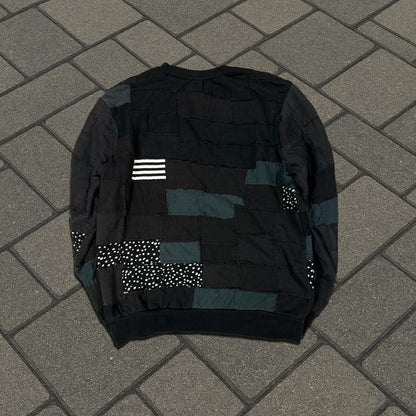 Miju Repairs Black Full Patchwork Crewneck