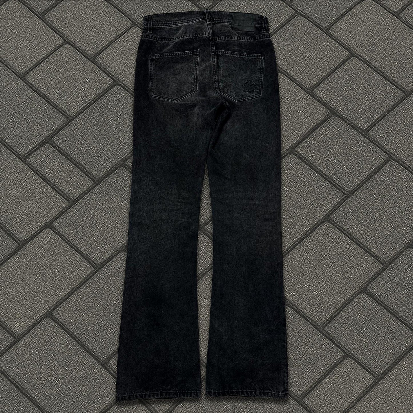 AW24 Enfants Riches Déprimés Black Thrashed Flare Denim