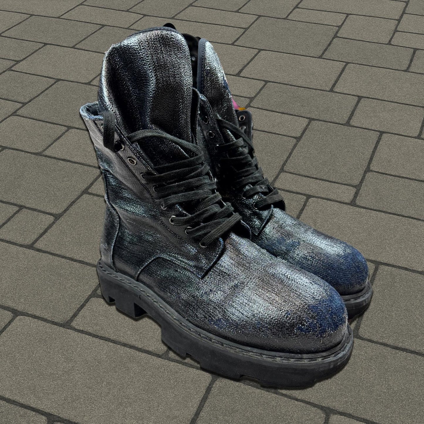 Rick Owens Black Waxed Megatooth Boots