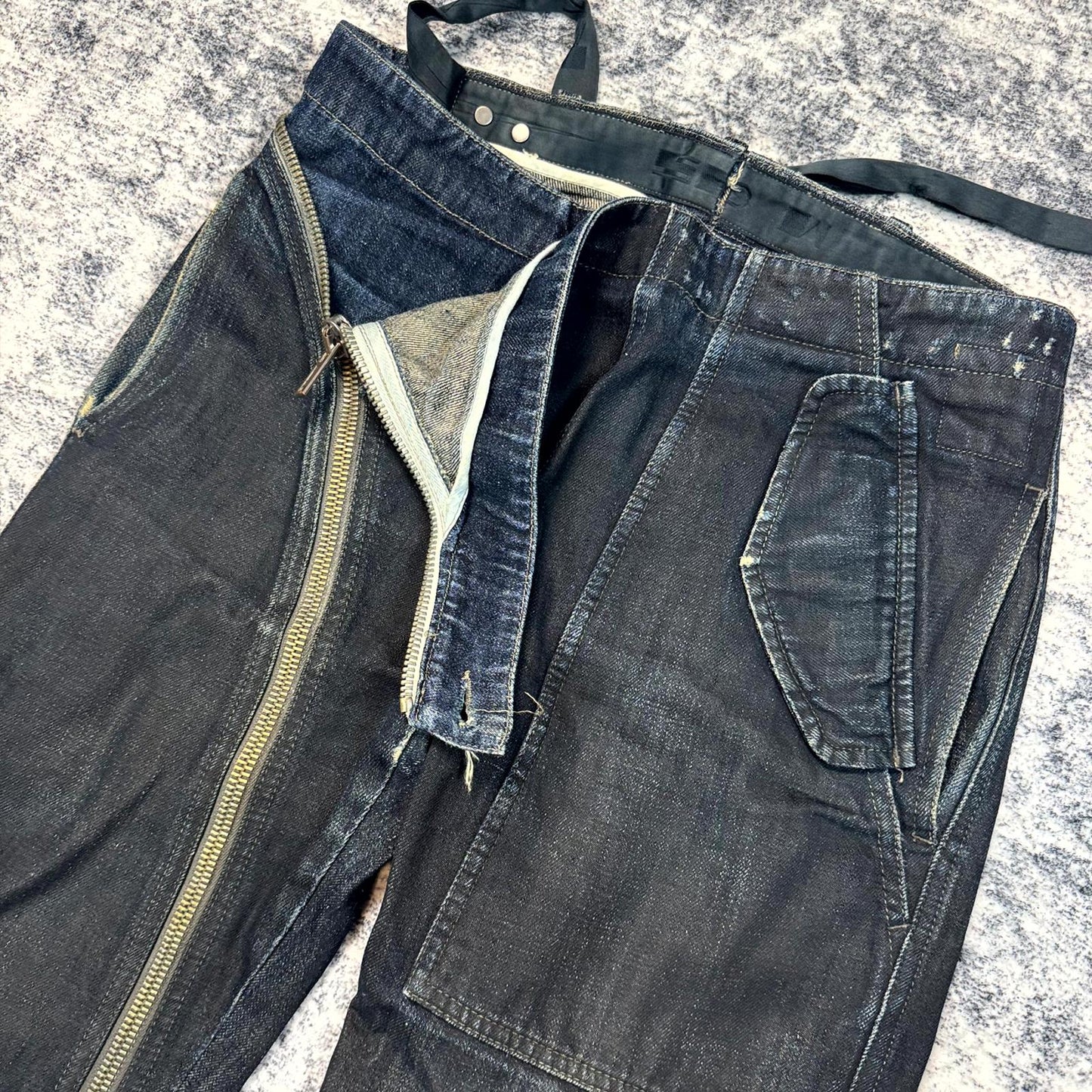 FW09 Rick Owens “Crust” Overdye Half Layer Aircut Denim