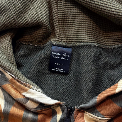 AW04 Number (N)ine Green Tribal Camo Zip Up Hoodie