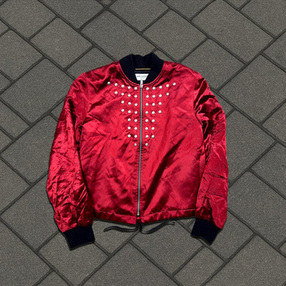 2019 Saint Laurent Paris Red Studded Silk Jacket
